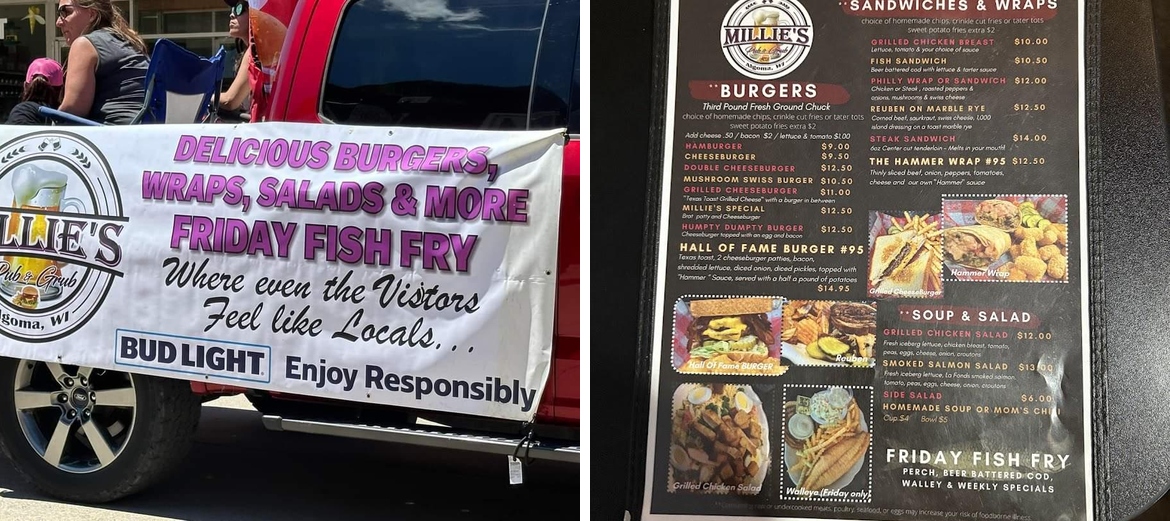 Millie's Pub and Grub Menu